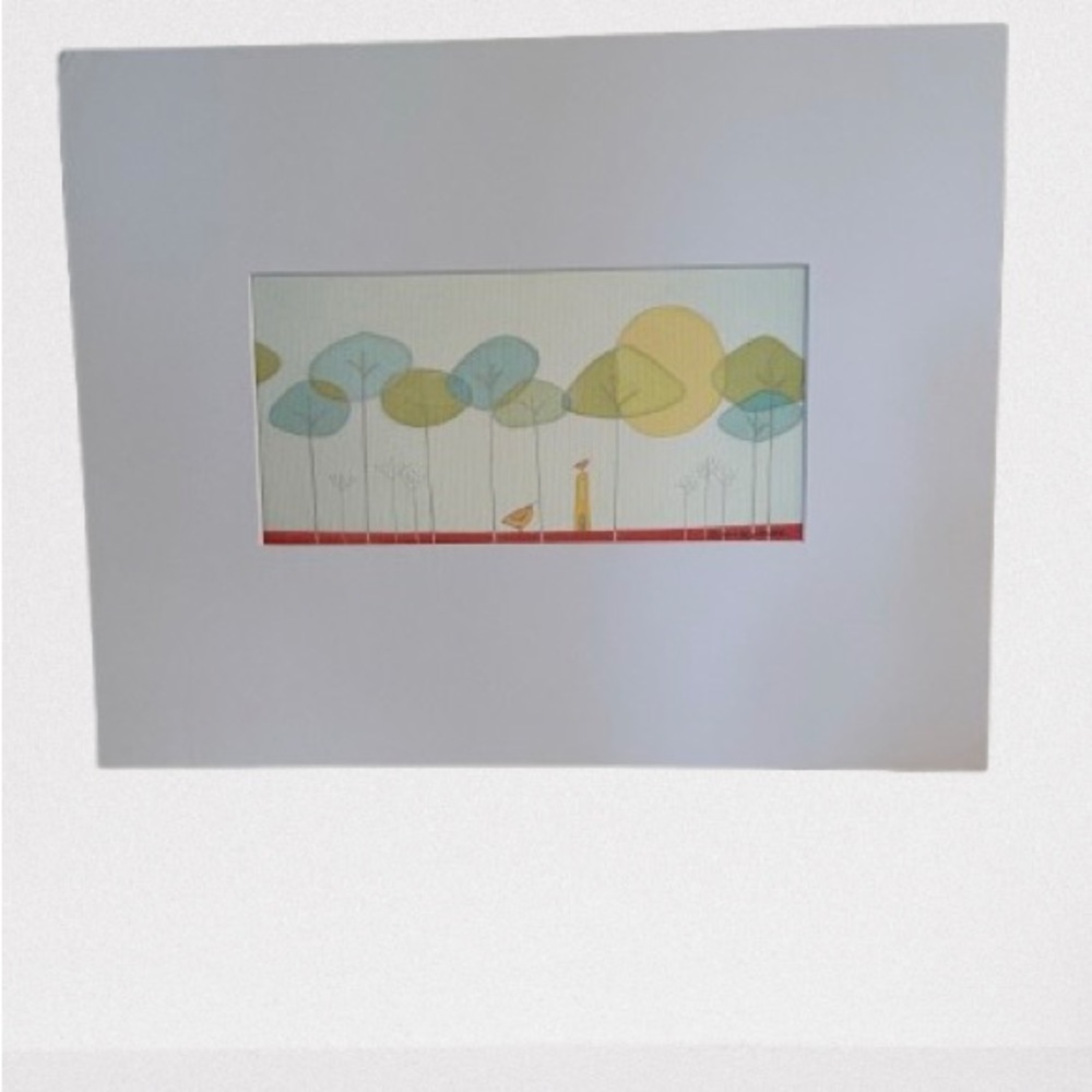 Minimalist Landscape Art Print with Trees and Sun